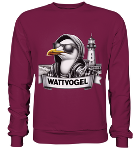 Wattvogel / Möwe mit Sonnenbrille und Kaputze - Sweatshirt