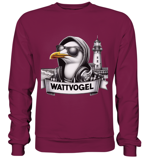 Wattvogel / Möwe mit Sonnenbrille und Kaputze - Sweatshirt