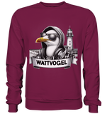 Wattvogel / Möwe mit Sonnenbrille und Kaputze - Sweatshirt