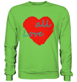 Rotes Herz mit Schriftzug "Love all" - Basic Sweatshirt