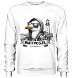 Wattvogel / Möwe mit Sonnenbrille und Kaputze - Sweatshirt
