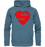 Rotes Herz mit Schriftzug "Love all" - Basic Unisex Hoodie