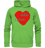 Rotes Herz mit Schriftzug "Love all" - Basic Unisex Hoodie