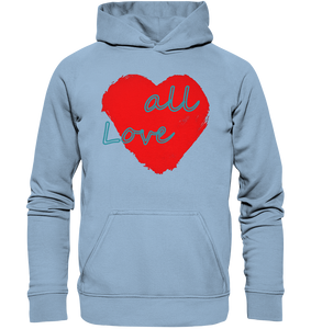 Rotes Herz mit Schriftzug "Love all" - Basic Unisex Hoodie