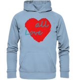 Rotes Herz mit Schriftzug "Love all" - Basic Unisex Hoodie