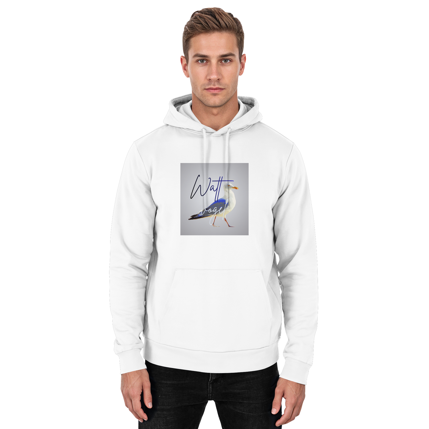 Wattvogel Motiv mit Nordsee Möwe  - Basic Unisex Hoodie