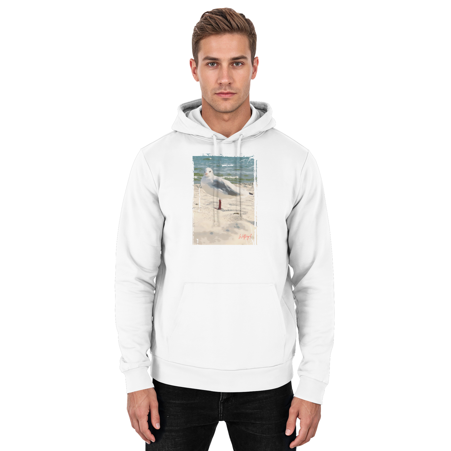 Wattvogel Nordsee Möwe am Strand - Basic Unisex Hoodie