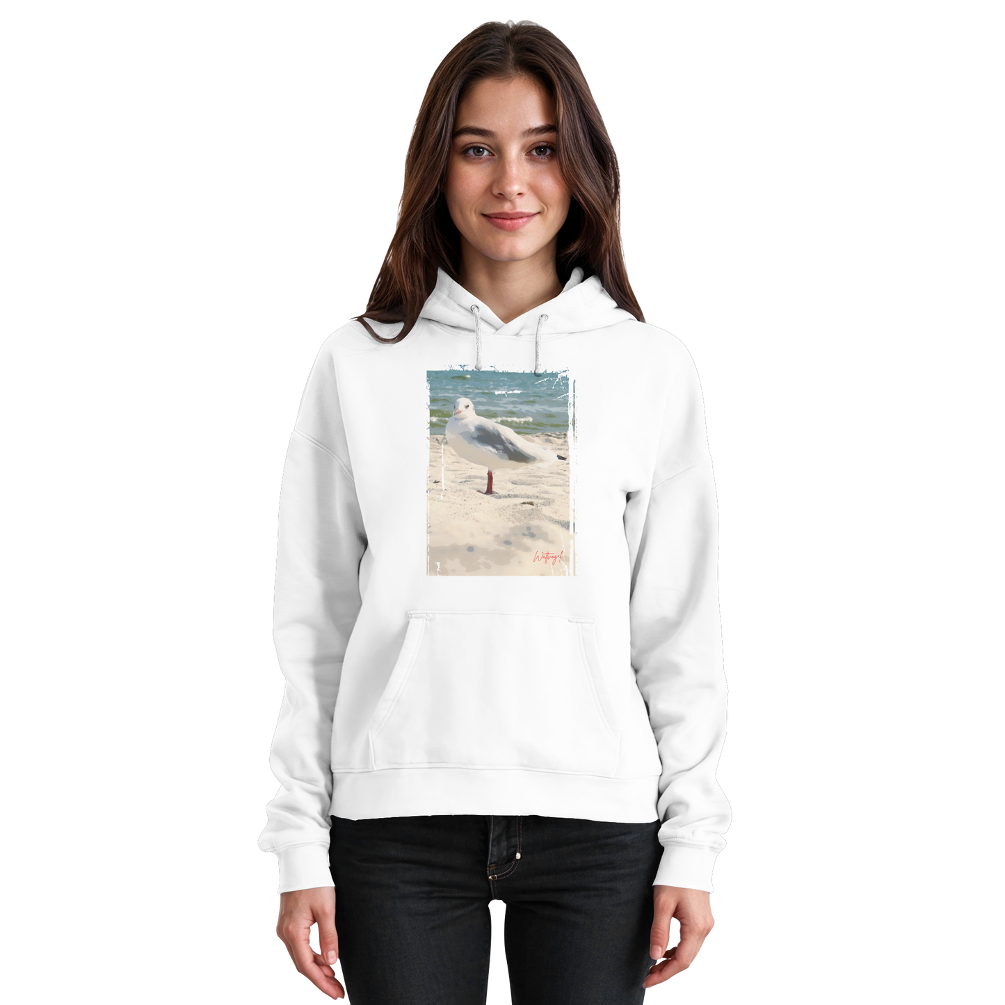 Wattvogel Nordsee Möwe am Strand - Basic Unisex Hoodie