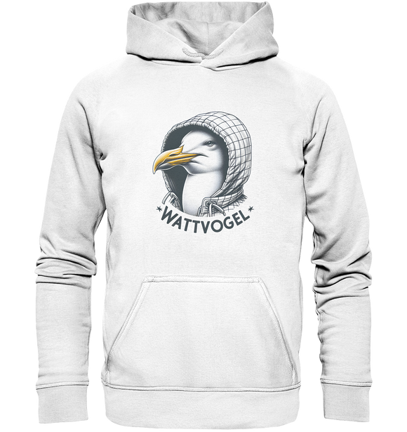 Motiv Möwe mit Kaputze Schriftzug Wattvogel  - Basic Unisex Hoodie
