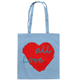 Rotes Herz mit Schriftzug "Love all" - Baumwolltasche