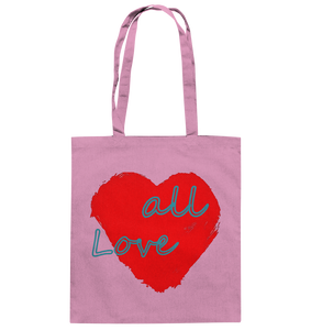 Rotes Herz mit Schriftzug "Love all" - Baumwolltasche