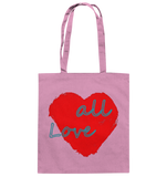 Rotes Herz mit Schriftzug "Love all" - Baumwolltasche