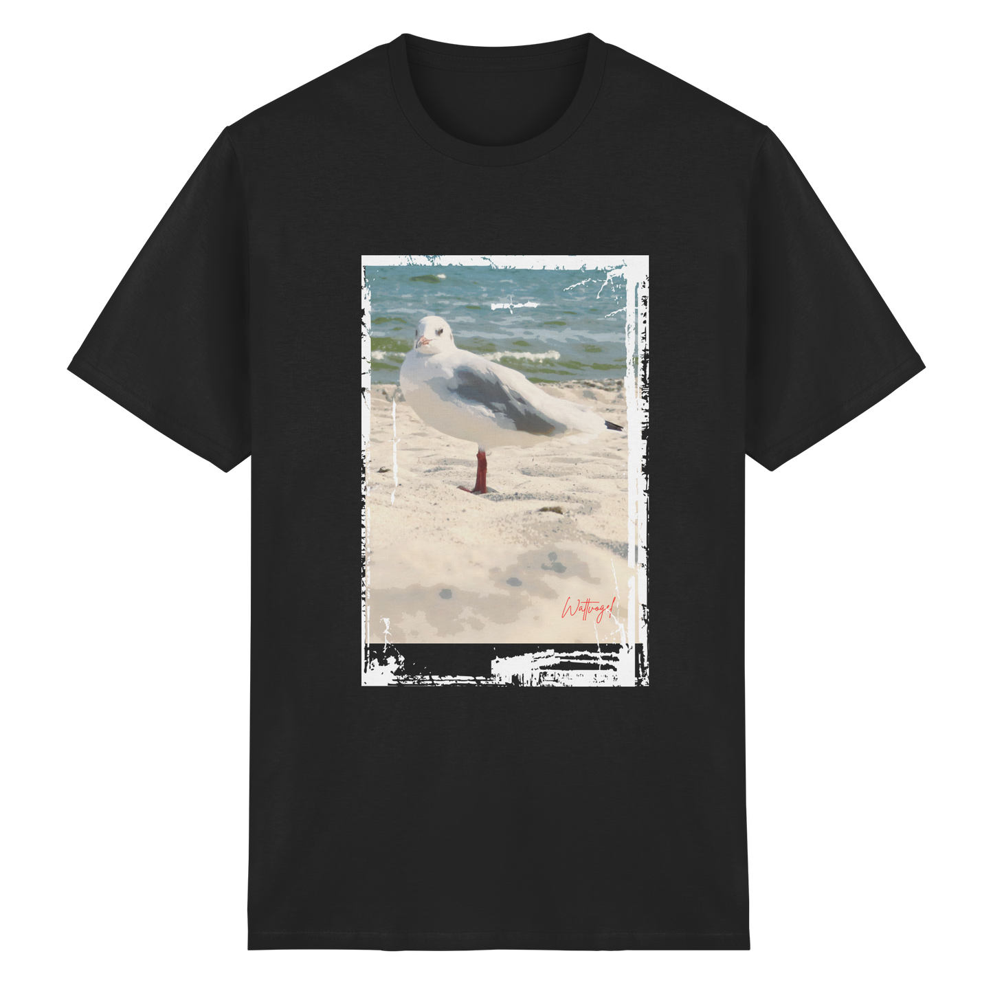 Wattvogel Nordsee Möwe am Strand - Heavy Cotton T-Shirt