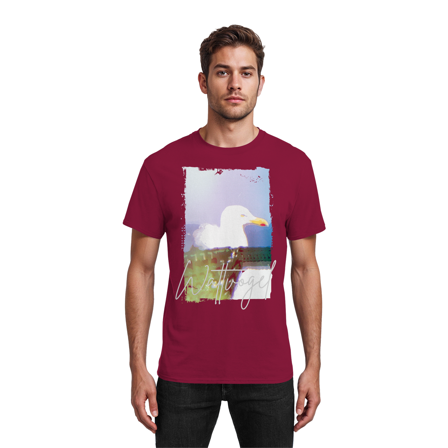 Wattvogel® Nordsee Möwe – Strandkorb Moment  - Heavy Cotton T-Shirt