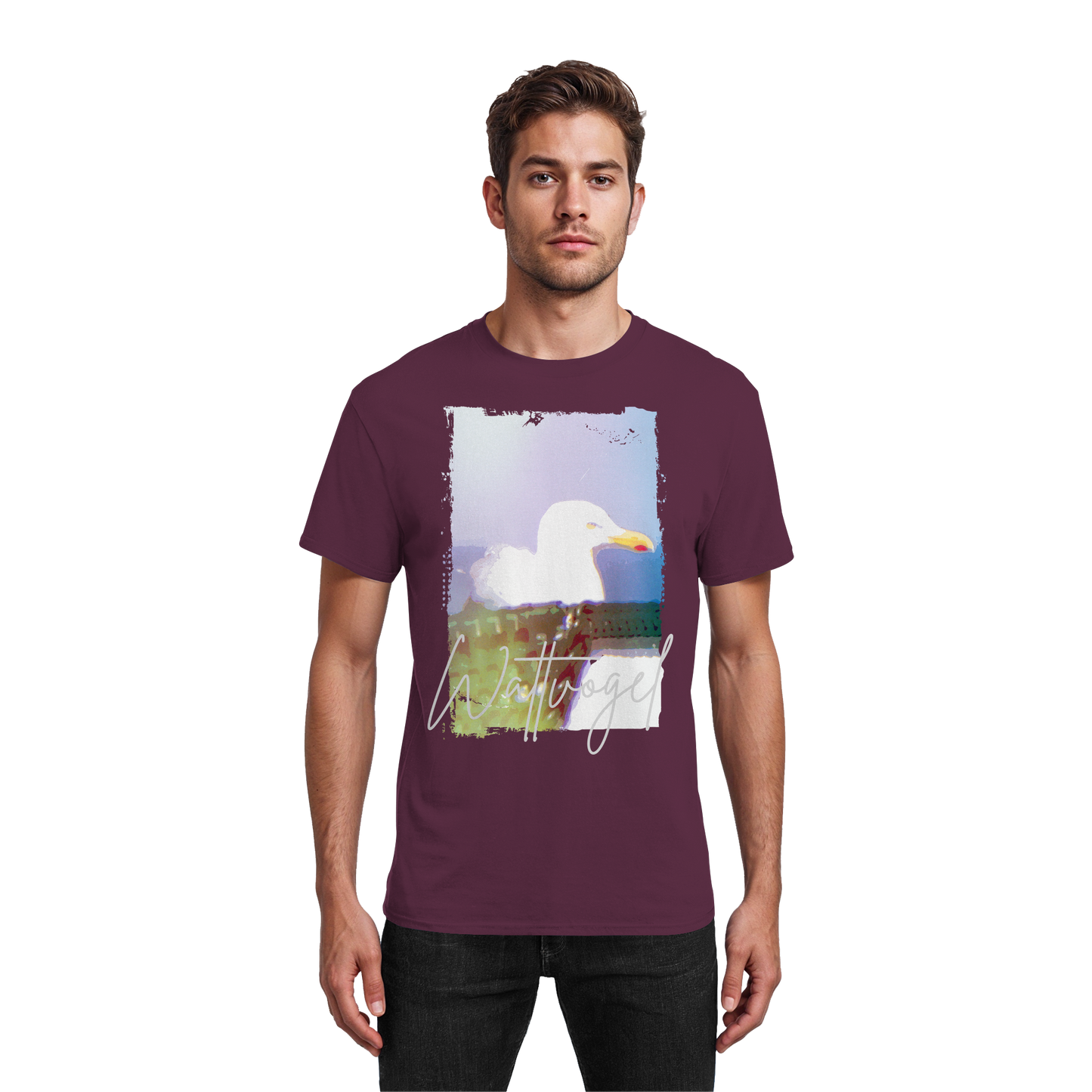 Wattvogel® Nordsee Möwe – Strandkorb Moment  - Heavy Cotton T-Shirt