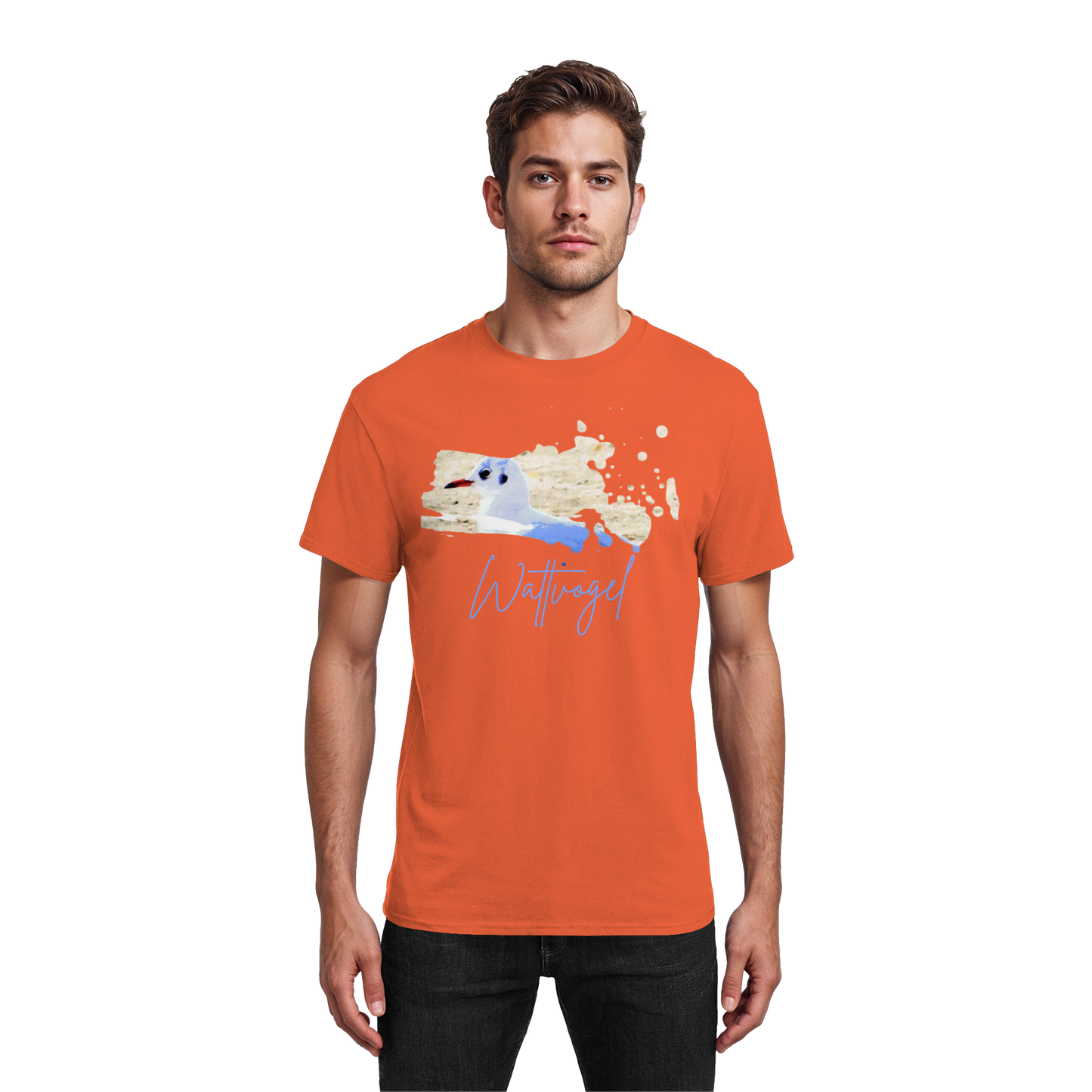 Wattvogel® – Nordsee Möwe im maritimen Kunst-Stil - Heavy Cotton T-Shirt