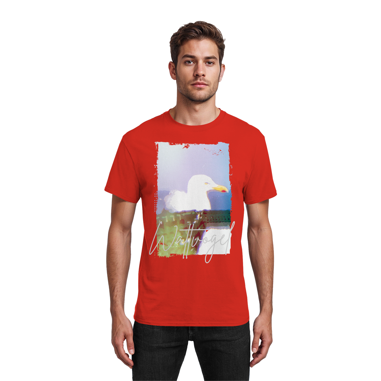 Wattvogel® Nordsee Möwe – Strandkorb Moment  - Heavy Cotton T-Shirt