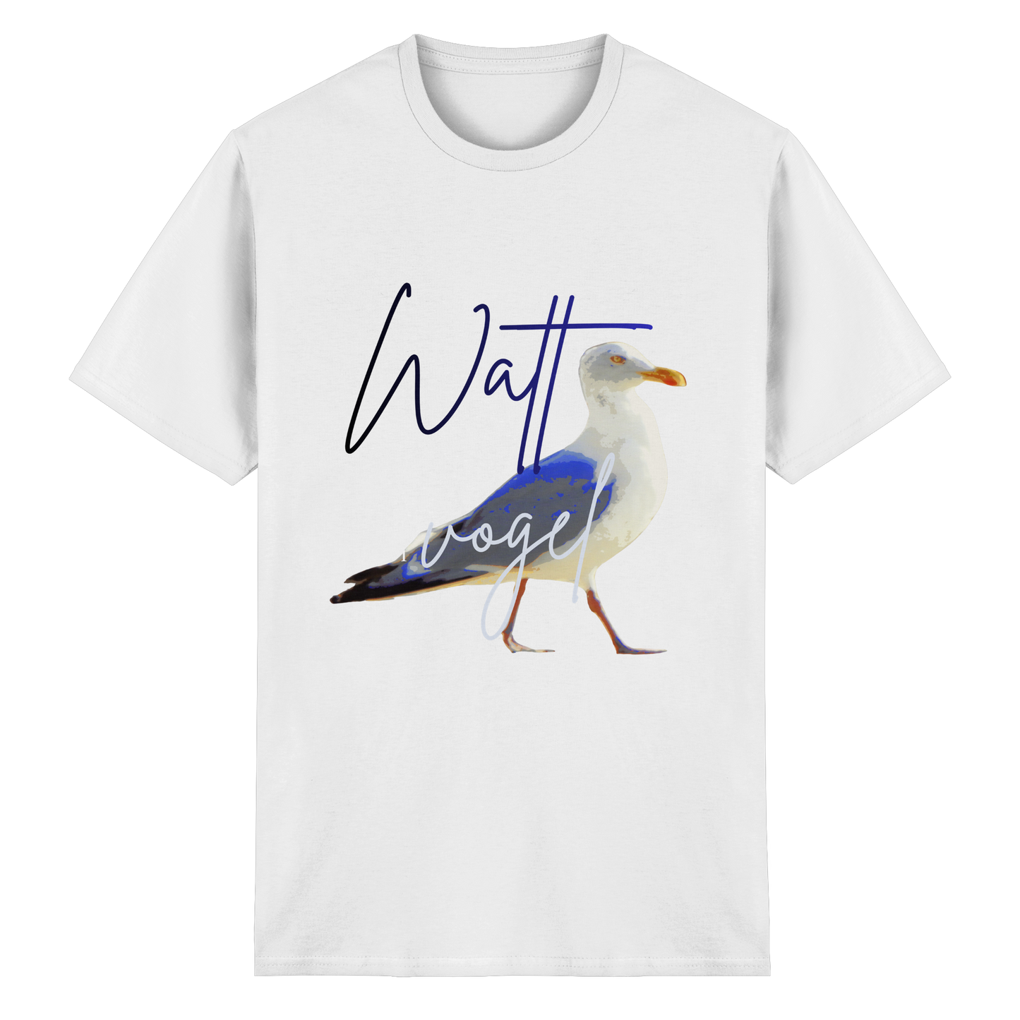 Wattvogel Nordsee Möwe mit Schriftzug - Heavy Cotton T-Shirt