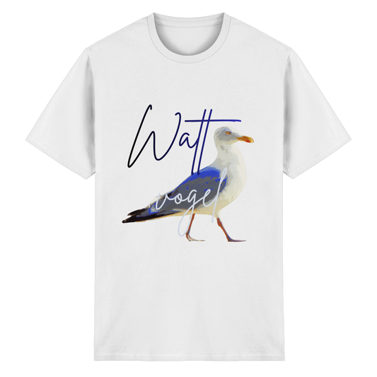 Wattvogel Nordsee Möwe mit Schriftzug - Heavy Cotton T-Shirt