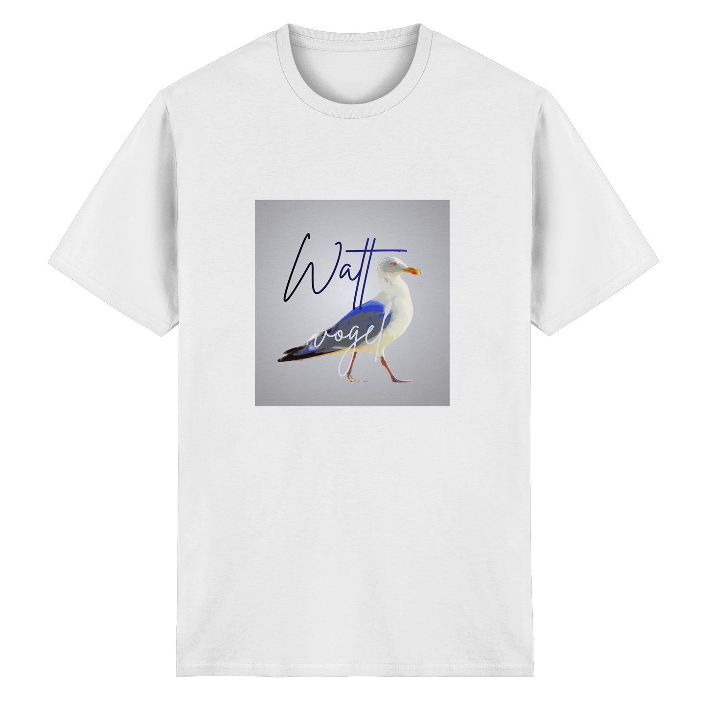 Wattvogel Motiv mit Nordsee Möwe  - Heavy Cotton T-Shirt