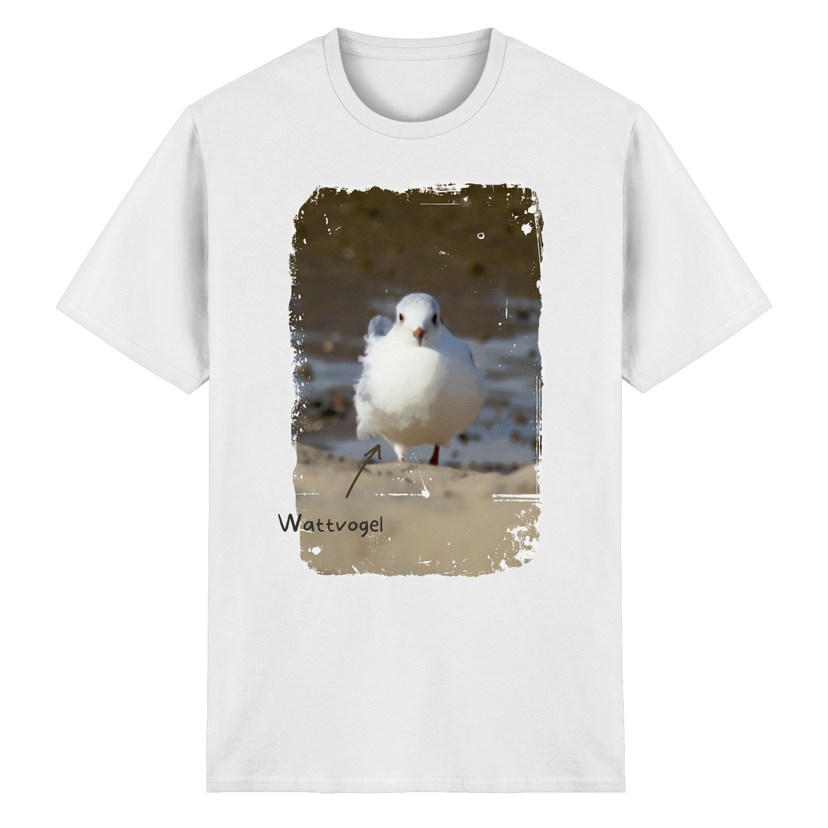 Foto Nordsee Möwe Wattvogel am Strand - Herren T-Shirt