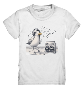Tanzende Möwe mit Kaputze und Kopfhörer am Strand Nordsee T-Shirt - Kids T - Shirt