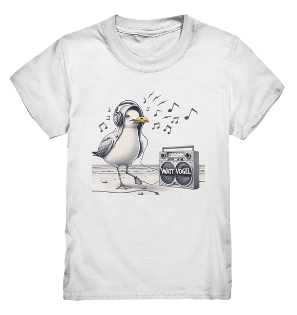 Tanzende Möwe mit Kaputze und Kopfhörer am Strand Nordsee T-Shirt - Kids T - Shirt