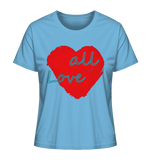 Damen T-Shirt "Love all" mit Herz rot - Ladies Organic Shirt