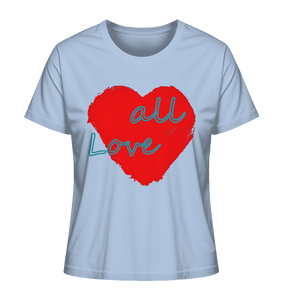 Damen T-Shirt "Love all" mit Herz rot - Ladies Organic Shirt
