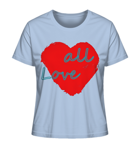 Damen T-Shirt "Love all" mit Herz rot - Ladies Organic Shirt