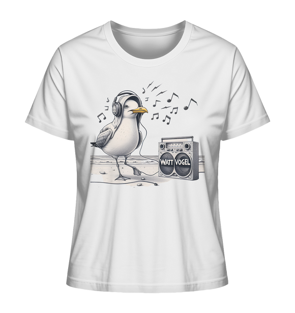Tanzende Möwe mit Kaputze und Kopfhörer am Strand Nordsee T-Shirt - Ladies Organic Shirt