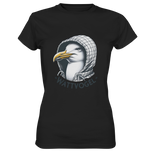 T-Shirt Damen Möwe mit Kaputze Schriftzug Wattvogel - Ladies Premium Shirt