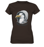T-Shirt Damen Möwe mit Kaputze Schriftzug Wattvogel - Ladies Premium Shirt
