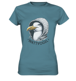 T-Shirt Damen Möwe mit Kaputze Schriftzug Wattvogel - Ladies Premium Shirt