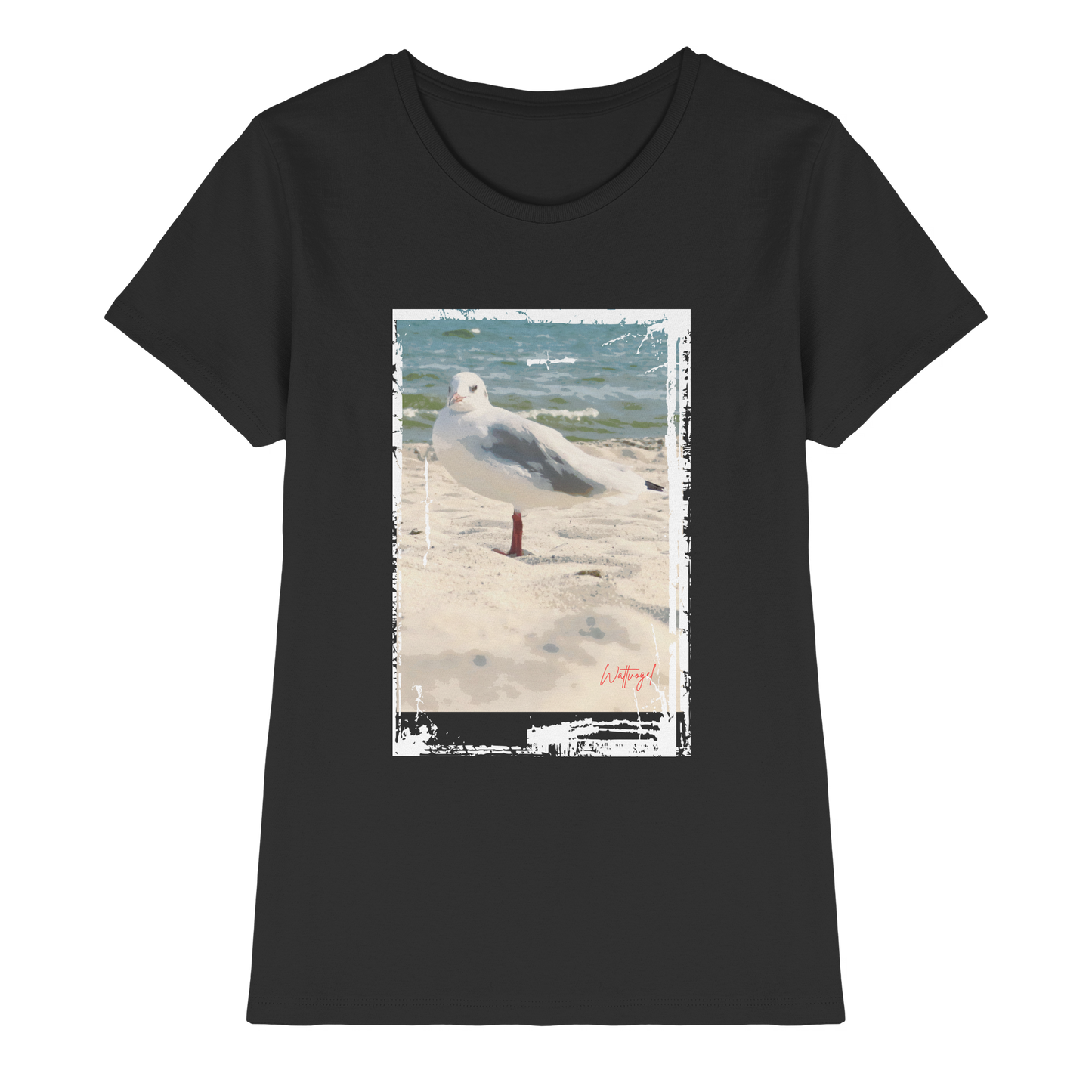 Wattvogel Nordsee Möwe am Strand - Ladies Premium Shirt