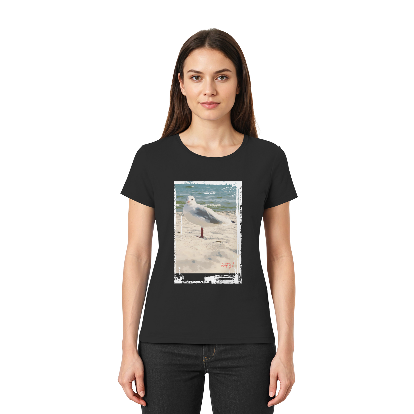 Wattvogel Nordsee Möwe am Strand - Ladies Premium Shirt