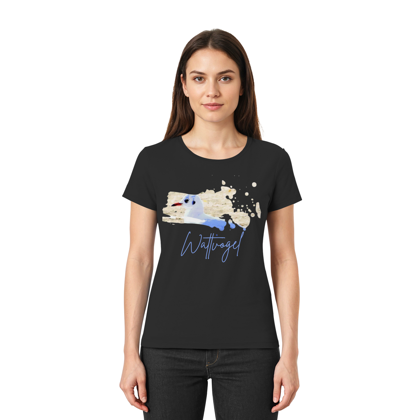 Wattvogel® – Nordsee Möwe im maritimen Kunst-Stil - Ladies Premium Shirt