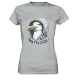 T-Shirt Damen Möwe mit Kaputze Schriftzug Wattvogel - Ladies Premium Shirt
