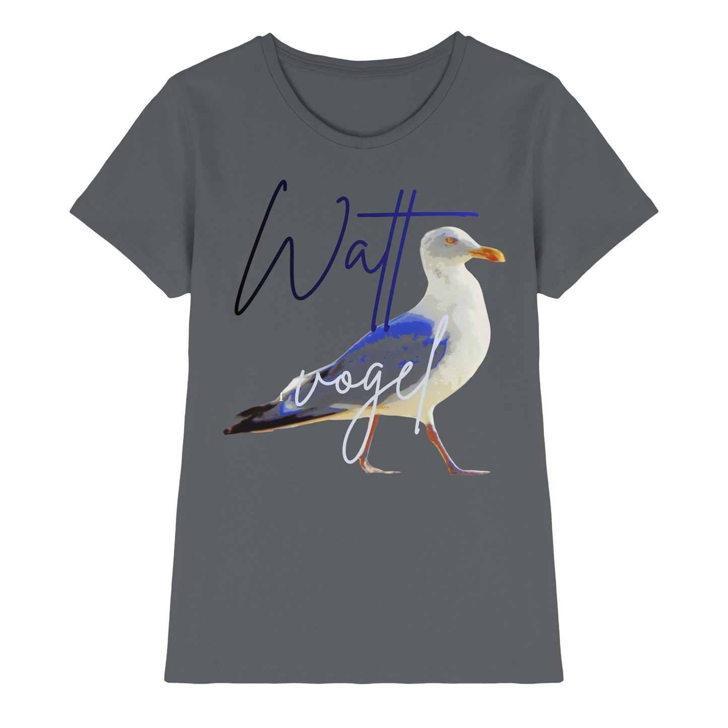 Wattvogel Nordsee Möwe mit Schriftzug - Ladies Premium Shirt