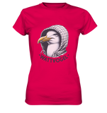 T-Shirt Damen Möwe mit Kaputze Schriftzug Wattvogel - Ladies Premium Shirt