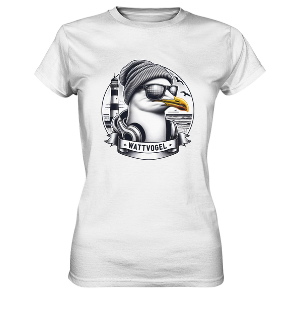 Coole Möwe mit Mütze und Sonnenbrille - Ladies Premium Shirt