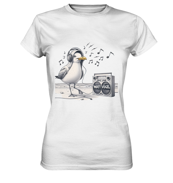 Tanzende Möwe mit Kaputze und Kopfhörer am Strand Nordsee T-Shirt - Ladies Premium Shirt