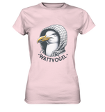 T-Shirt Damen Möwe mit Kaputze Schriftzug Wattvogel - Ladies Premium Shirt