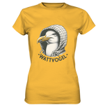 T-Shirt Damen Möwe mit Kaputze Schriftzug Wattvogel - Ladies Premium Shirt
