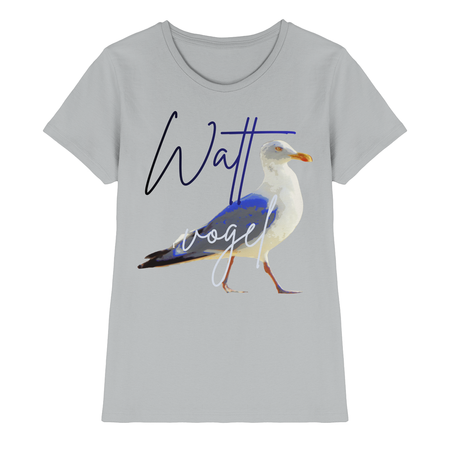 Wattvogel Nordsee Möwe mit Schriftzug - Ladies Premium Shirt