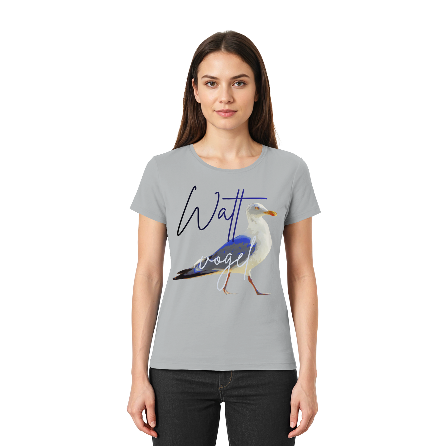 Wattvogel Nordsee Möwe mit Schriftzug - Ladies Premium Shirt