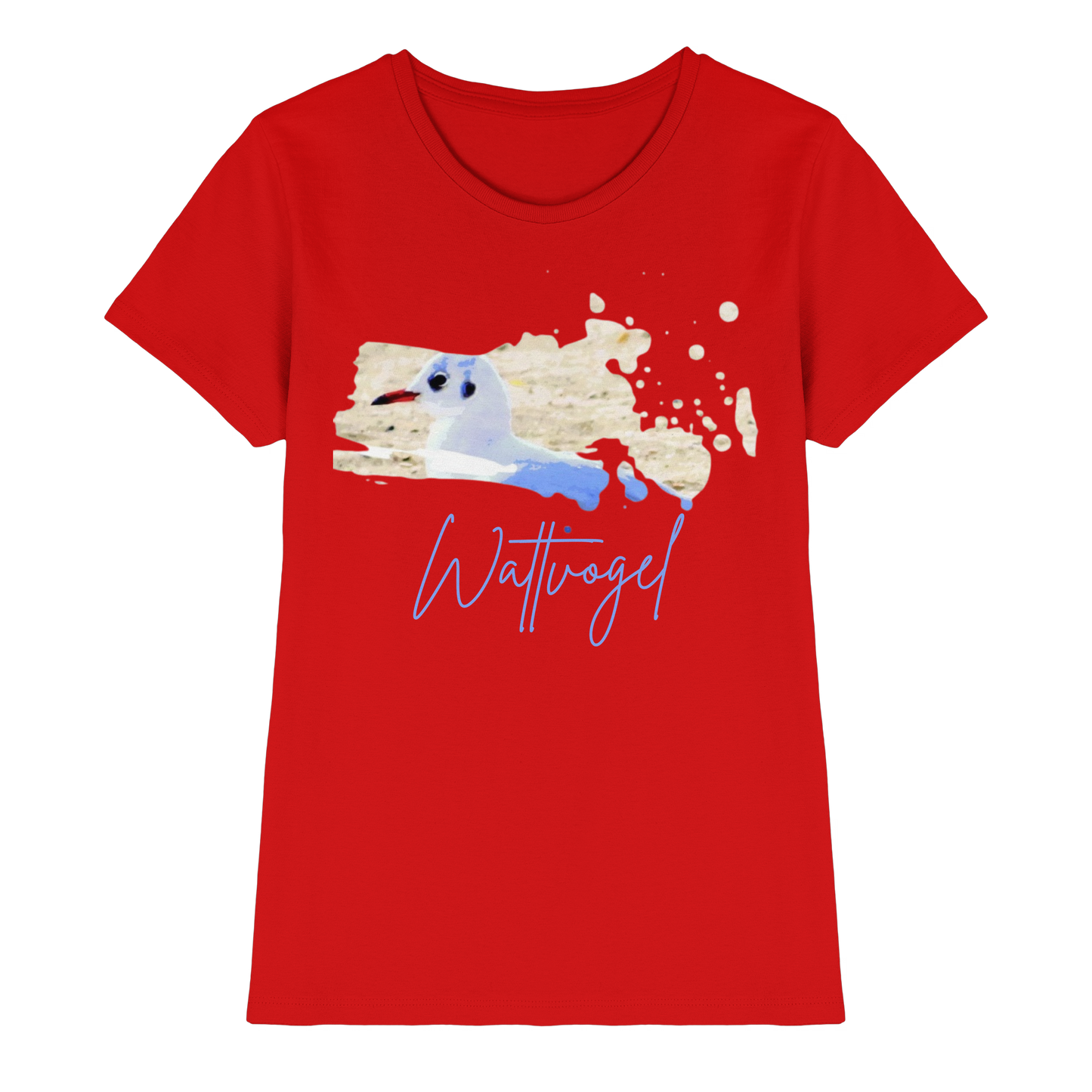 Wattvogel® – Nordsee Möwe im maritimen Kunst-Stil - Ladies Premium Shirt