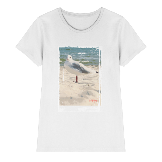 Wattvogel Nordsee Möwe am Strand - Ladies Premium Shirt