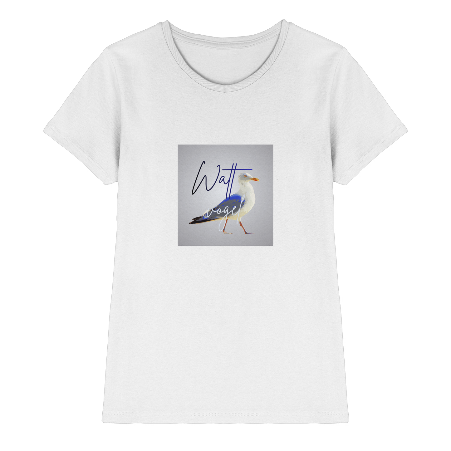 Wattvogel Motiv mit Nordsee Möwe  - Ladies Premium Shirt
