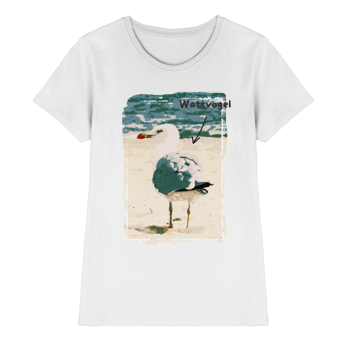 Möwe Wattvogel am Strand Nordsee Ostsee Geschenk für Nordseefans - Ladies Premium Shirt